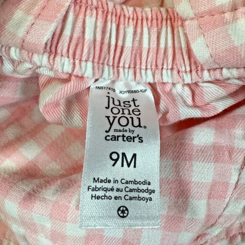 Carter's Just One You Baby Girls Gingham Bunny Overall Skirt Easter Pink 9M - Picture 9 of 11